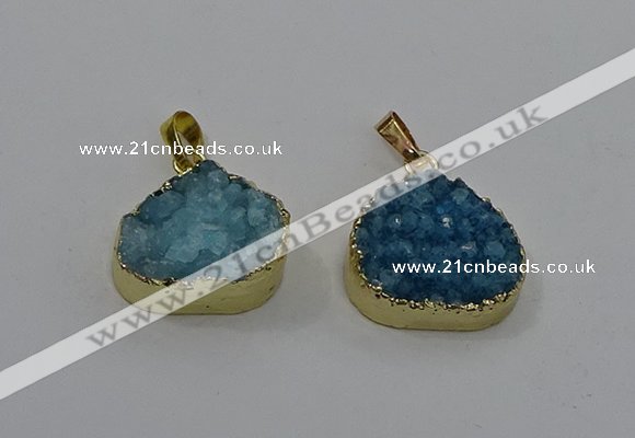 NGP4085 18*22mm - 20*24mm flat teardrop druzy quartz pendants