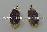 NGP4242 18*35mm oval druzy amethyst pendants wholesale