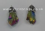 NGP4298 10*30mm - 15*45mmmm nuggets plated quartz pendants