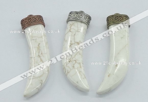 NGP4523 15*55mm - 15*60mm horn white turquoise pendants wholesale