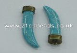 NGP4526 15*55mm - 15*60mm horn blue turquoise pendants wholesale