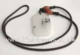 NGP5606 Black rutilated quartz rectangle pendant with nylon cord necklace