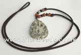 NGP5628 Jasper flat teardrop pendant with nylon cord necklace