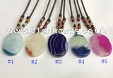 NGP5646 Agate oval pendant with nylon cord necklace