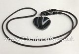 NGP5670 Agate heart pendant with nylon cord necklace