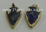 NGP6003 22*30mm - 25*35mm arrowhead lapis lazuli gemstone pendants