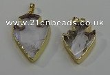 NGP6004 22*30mm - 25*35mm arrowhead white crystal pendants