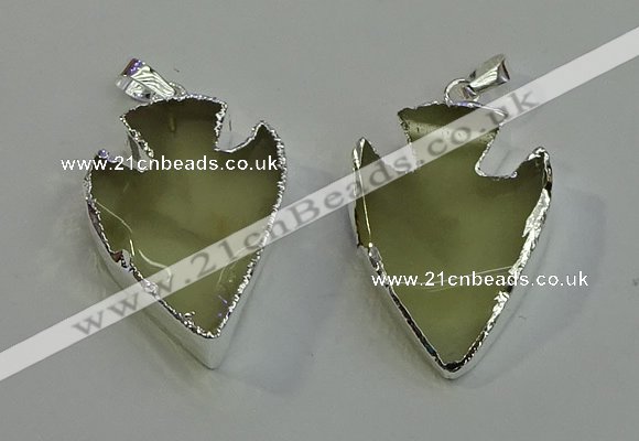NGP6007 22*30mm - 25*35mm arrowhead lemon quartz pendants