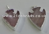 NGP6008 22*30mm - 25*35mm arrowhead rose quartz pendants