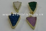 NGP6074 20*25mm - 25*35mm triangle druzy quartz pendants