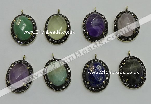 NGP6105 20*25mm - 22*30mm oval mixed gemstone pendants wholesle
