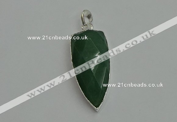 NGP6114 12*35mm - 15*40mm arrowhead green aventurine pendants