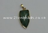 NGP6124 12*35mm - 15*40mm arrowhead green aventurine pendants