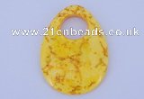 NGP623 5pcs 45*62mm flat teardrop yellow agate gemstone pendants