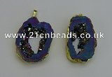NGP6312 25*35mm - 30*45mm freeform plated druzy agate pendants