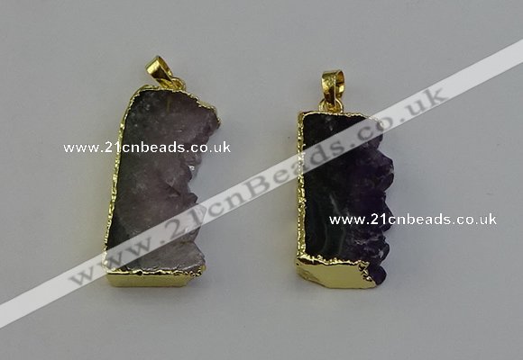 NGP6400 18*30mm - 25*40mm freeform druzy amethyst pendants
