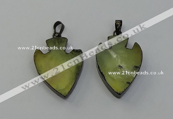 NGP6456 22*28mm - 25*35mm arrowhead green rutilated quartz pendants