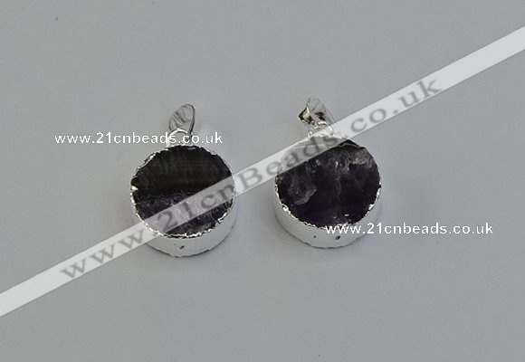 NGP6493 20mm - 22mm coin druzy amethyst pendants wholesale