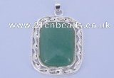 NGP652 5pcs 38*40mm rectangle brass with green aventurine pendants