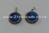 NGP6543 20mm - 22mm coin druzy agate gemstone pendants wholesale