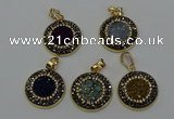 NGP6590 22mm - 22mm coin plated druzy agate gemstone pendants