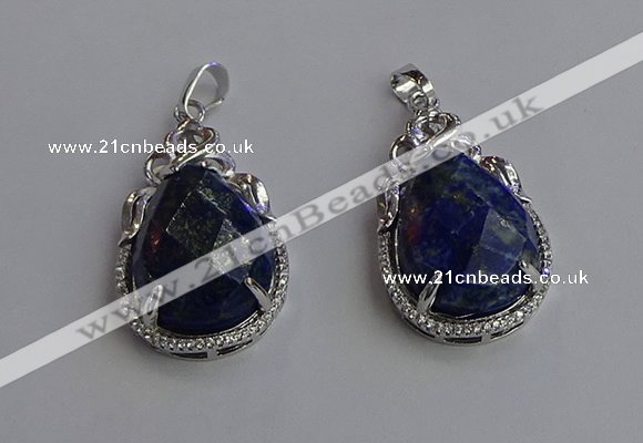 NGP6623 22*30mm faceted teardrop lapis lazuli gemstone pendants