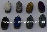 NGP6926 10*22mm - 12*25mm freeform plated druzy quartz pendants