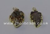 NGP6945 22*35mm - 30*45mm leaf druzy agate pendants wholesale