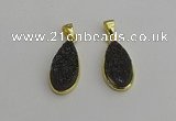 NGP7182 10*20mm flat teardrop plated druzy quartz pendants