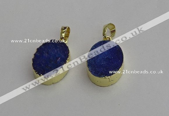NGP7201 15*20mm oval druzy quartz pendants wholesale