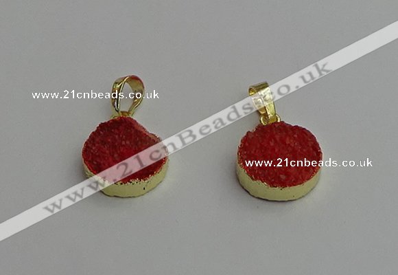 NGP7255 15mm - 16mm coin druzy agate gemstone pendants