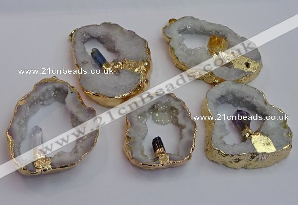 NGP7396 45*50mm - 50*55mm freeform druzy agate pendants