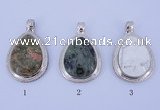 NGP752 5PCS 40*63mm teardrop gemstone pendants with brass setting