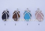 NGP760 5PCS 23*38mm oval gemstone pendants with brass setting