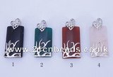 NGP771 5PCS 18*37mm rectangle gemstone pendants with brass setting