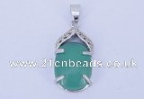 NGP797 5pcs 15*30mm oval green agate pendants with brass setting