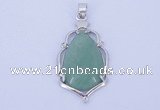 NGP799 5pcs 24*44mm teardrop green aventurine pendants with brass setting