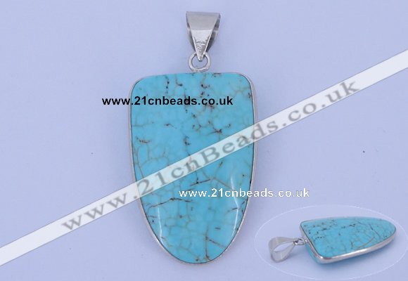 NGP833 5PCS 22*38mm fashion turquoise pendants with brass setting