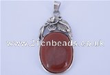 NGP841 5PCS 22*48mm oval goldstone pendants with brass setting
