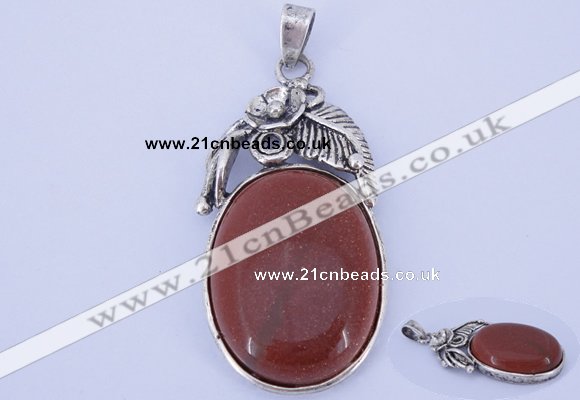 NGP841 5PCS 22*48mm oval goldstone pendants with brass setting