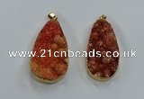 NGP8512 25*48mm - 27*52mm flat teardrop druzy agate pendants