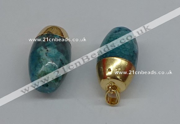 NGP8749 17*30mm rice agate gemstone pendants wholesale