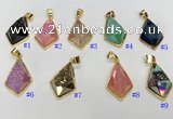 NGP9601 18*25mm faceted plated druzy agate pendants