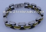 SSB126 8.3 inches 14mm width rubber & 304 stainless steel bracelet