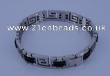 SSB57 9 inches 13mm width black rubber & 304 stainless steel bracelet