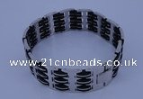 SSB73 9 inches 17mm width black rubber & 304 stainless steel bracelet