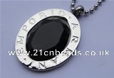 SSP03 28*35mm 304 stainless steel faceted oval black rhinestone pendant