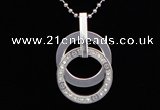SSP08 3*24mm 304 stainless steel inlaid clear rhinestones pendant