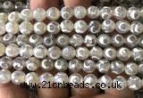 CAA6171 15 inches 8mm faceted round electroplated Tibetan Agate beads