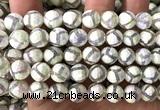 CAA6187 10mm faceted round AB-Color electroplated Tibetan Agate beads